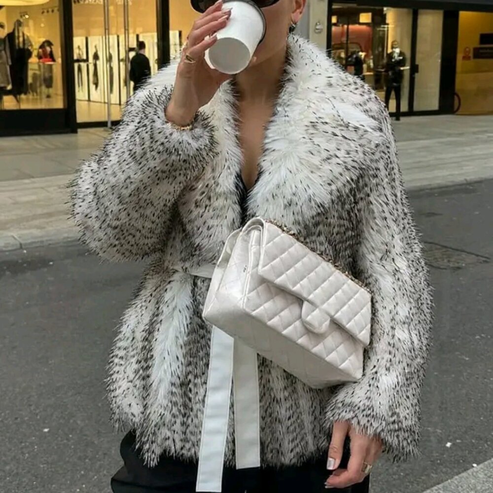 Luxury faux fur winter coat